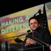 Click photo to download. Caption: Former Seinfeld star Jason Alexander speaks at the Dec. 6 Friends of the Israel Defense Forces gala in Los Angeles, for which he was the emcee. Credit: Alexi Rosenfeld.