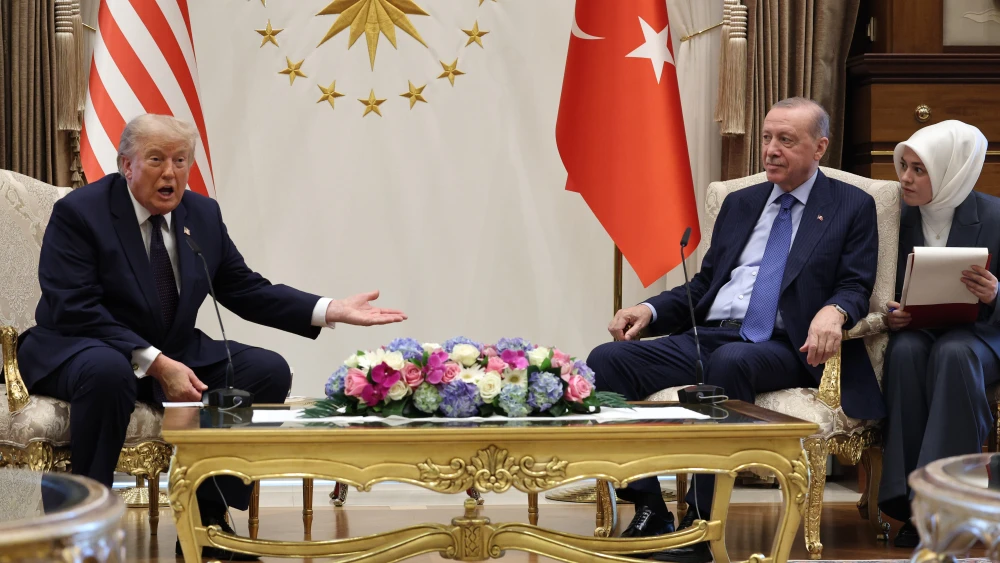 U.S. President Donald Trump at a bilateral meeting at the Bestepe Presidential Compound with Turkish President Recep Tayyip Erdoğan, following Trump’s arrival to attend the annual NATO Summit in Ankara, on July 7, 2026. Photo by Win McNamee/Getty Images.
