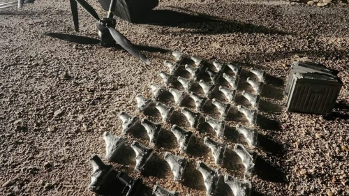 The Israel Defense Forces intercepted a drone that crossed into Israeli airspace from Jordan in a weapons-smuggling attempt, Dec. 23, 2025. Credit: IDF.