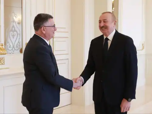 Israeli Foreign Minister Gideon Sa’ar meets with Azerbaijani President Ilham Aliyev in Baku on Jan. 26, 2026, during talks aimed at deepening bilateral cooperation in energy, defense, water, agriculture and tourism. Source: @gidonsaar/X.
