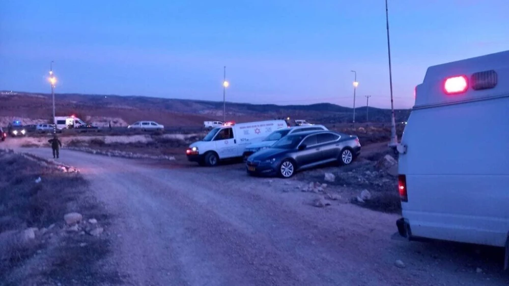 The scene of a terrorist attack in the South Hebron Hills, Jan. 11, 2023. Credit: Magen David Adom.