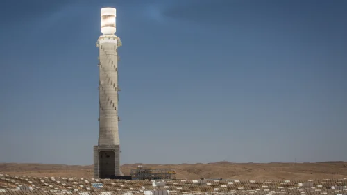 A view of the Ashalim solar-power station in the Negev Desert, June 19, 2018. Photo by Miriam Alster/Flash90.