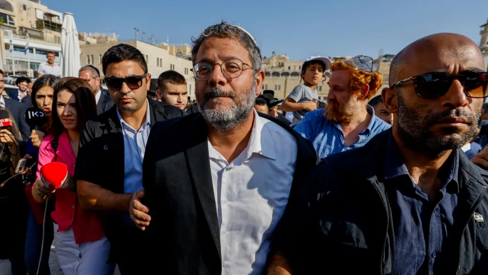 Otzma Yehudit Party leader Itamar Ben-Gvir arrives to visit the Temple Mount in Jerusalem on Tisha B'Av, Aug. 7, 2022. Photo by Olivier Fitoussi/Flash90.