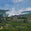 Smoke rises from Southern Lebanon following Israeli airstrikes, April 11, 2026. Photo by Ayal Margolin/Flash90.