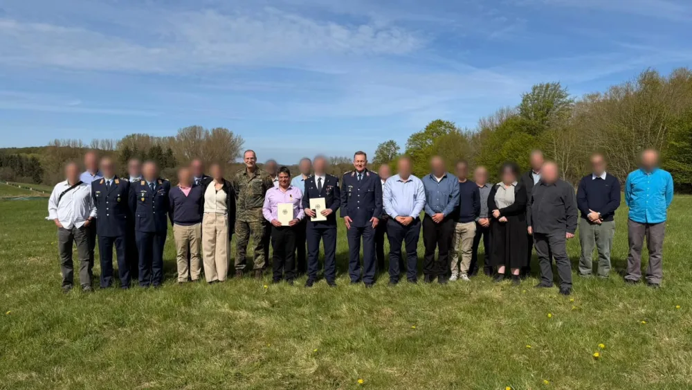 The German Bundeswehr honored two senior Israeli officials from the Directorate of Defense Research and Development at the Israel Ministry of Defense with the Bundeswehr Cross of Honor, April 27, 2026. Credit: MoD.