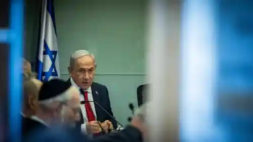 Prime Minister Benjamin Netanyahu at a Knesset Defense and Foreign Affairs Committee meeting in Jerusalem, Sept. 22, 2024. Photo by Yonatan Sindel/Flash90.