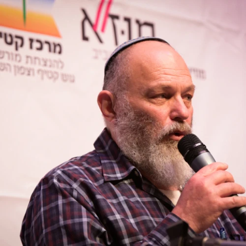 Effi Eitam speaks during the Gush Katif conference at the Tel Aviv Museum on March 23, 2017. Photo by Yossi Zeliger/Flash90.