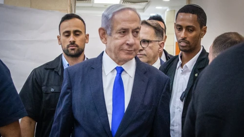 Israeli Prime Minister Benjamin Netanyahu arrives at the District Court in Jerusalem on June 25, 2023. Photo by Oren Ben Hakoon/POOL.