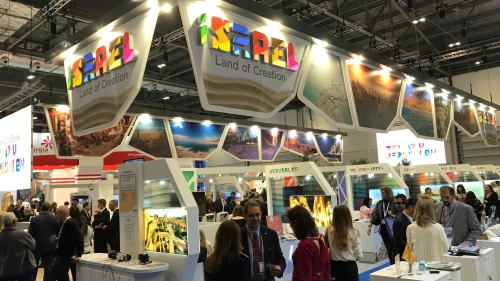 Israel’s booth at the World Travel Market tourism fair in London. Photo by Israel Kasnett.