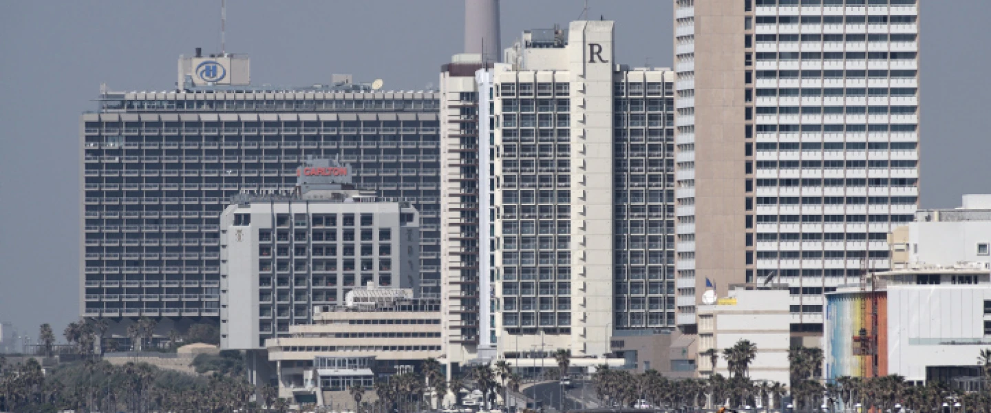 Hotels along Tel Aviv's coastline, as seen from Jaffa on March 26, 2020. Photo by Gili Yaari /Flash90.