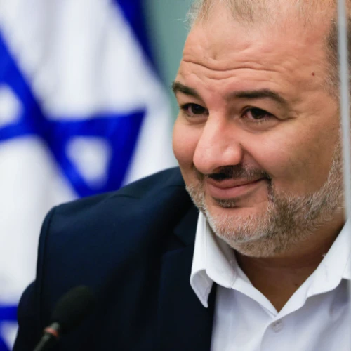 Mansour Abbas, head of the Ra'am party, leads a faction meeting in the Knesset on Oct. 4, 2021. Photo by Olivier Fitoussi/Flash90.