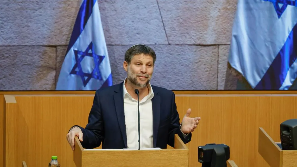 Finance Minister Bezalel Smotrich during the vote on the 2026 state budget, March 30,2026. Credit: Knesset.