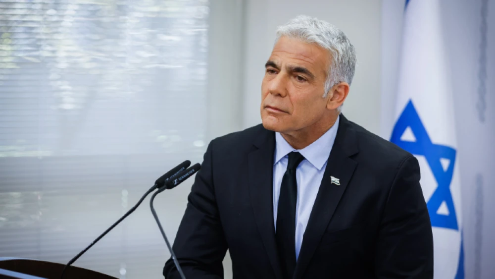 Israeli Foreign Minister Yair Lapid addresses a Yesh Atid faction meeting at the Knesset, on Nov. 8, 2021. Photo by Oliiver Fitoussi/Flash90.