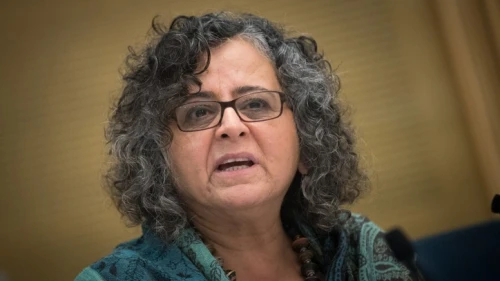 Joint Arab List MK Aida Touma-Sliman leads a Status of Women and Gender Equality Committee meeting at the Israeli parliament, Nov. 21, 2017. Photo by Yonatan Sindel/Flash90.