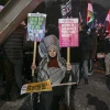 Protester Outside Aston Villa Stadium, England