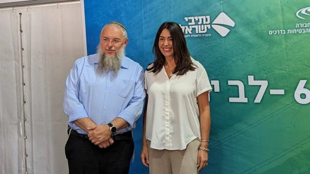 Israeli Minister of Transport, National Infrastructure and Road Safety Miri Regev and Yesha Council chairman Shlomo Ne'eman, July 10, 2023.