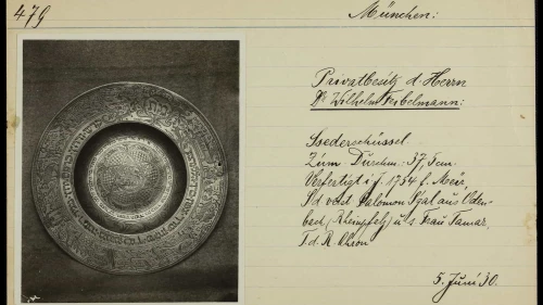 Seder plate (1754) from the private collection of Dr. Wilhelm Feibelmann, Munich. Theodor Harburger Archive, the Central Archives for the History of the Jewish People at the National Library of Israel.