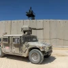 An Israeli army vehicle drives near a new concrete wall near Rosh Hanikra on the Lebanese border, Sept. 5, 2018. Photo by Basel Awidat/Flash90.