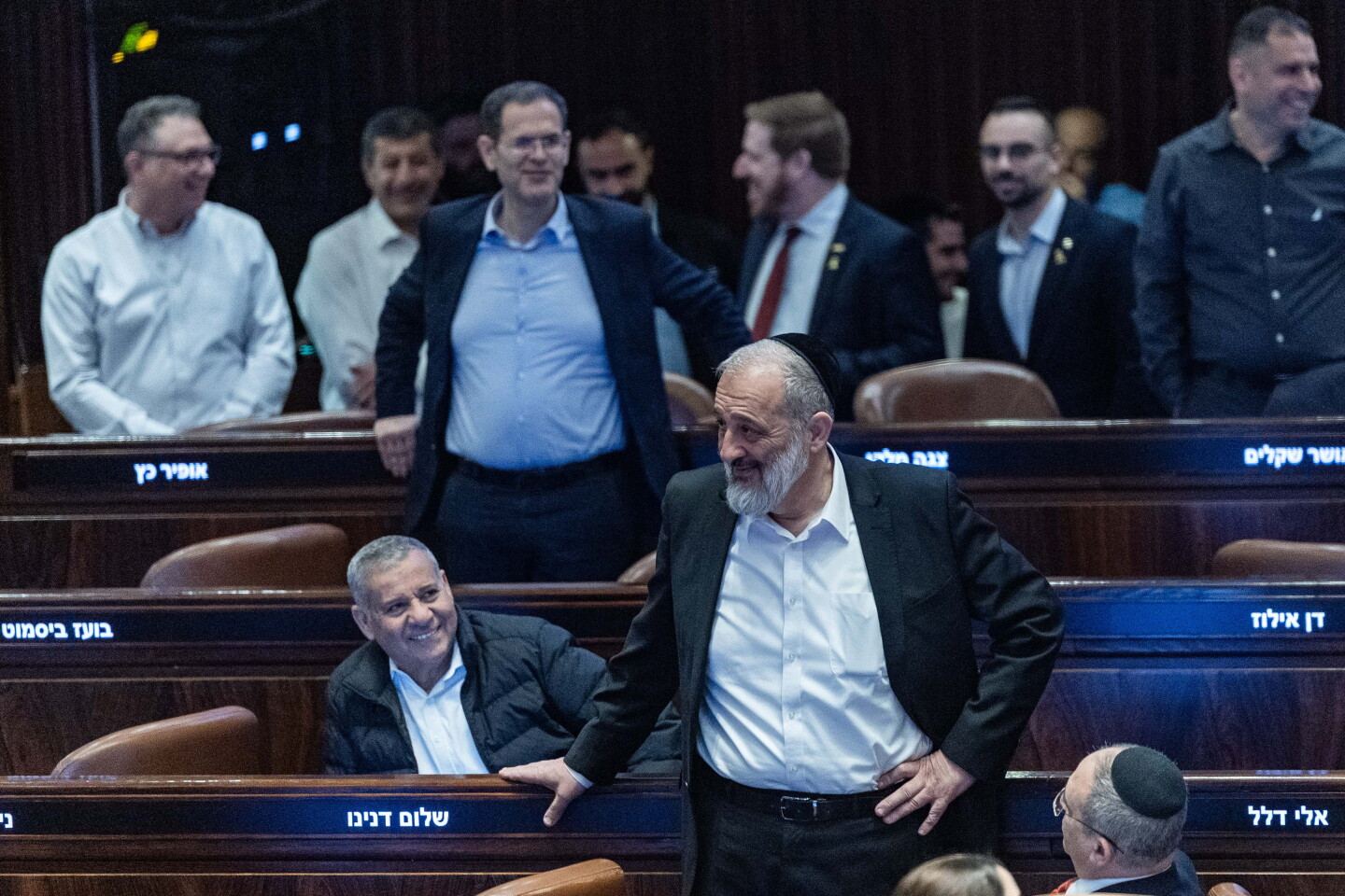 MK Aryeh Deri at the assembly hall of the Knesset, the Israeli parliament in Jerusalem, during a vote on a bill to remake Israel's Judicial selection committee, March 27, 2025. Photo by Chaim Goldberg/Flash90.