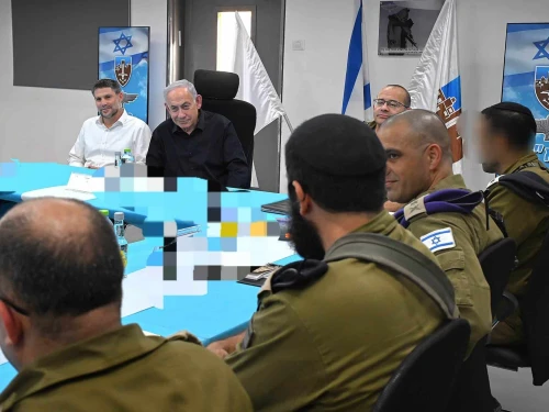 Israeli Prime Minister Benjamin Netanyahu and Finance Minister Bezalel Smotrich visit the Hasmonean Brigade training site at IDF Camp Tevetz, July 15, 2025. Photo: Haim Zach/GPO.