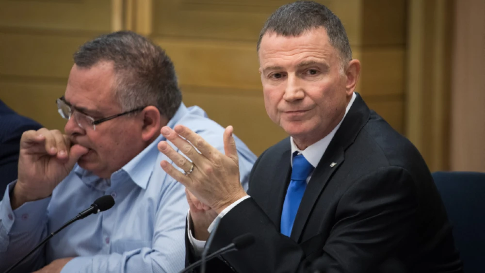 Israeli Knesset Speaker Yuli Edelstein (right) attends the first election committee meeting at the Knesset in Jerusalem, on Dec. 18, 2019. Photo by Hadas Parush/Flash90.