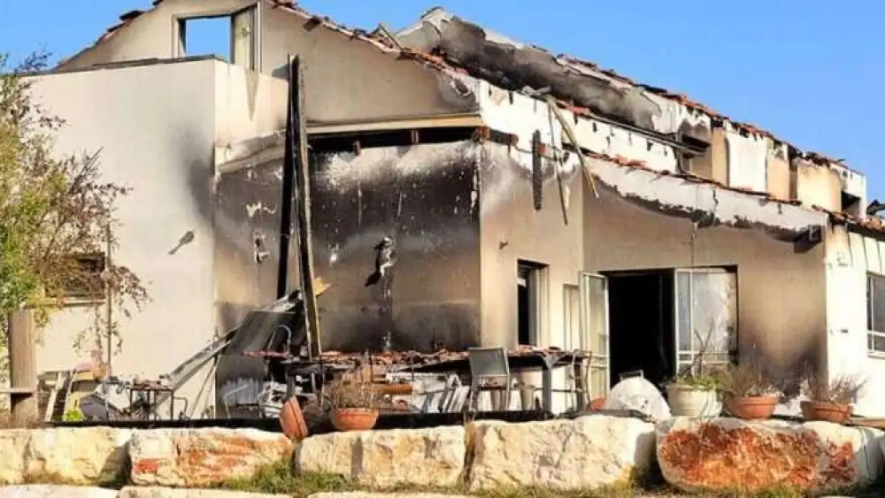 Hamas terrorists destroyed this home at Kibbutz Be'eri on Oct. 7. Photo by Moshe Shai.