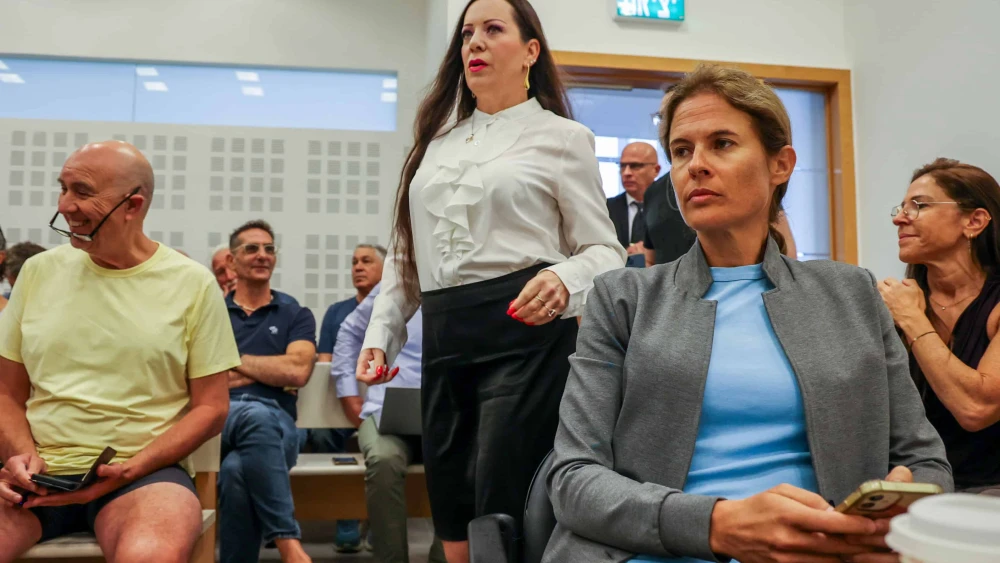 Shikma Bressler, right, and Knesset member Tally Gotliv arrive for a court hearing in Bressler's defamation lawsuit against Gotliv at the District Court in Lod, Sept. 17, 2024. Photo by Jonathan Shaul/Flash90