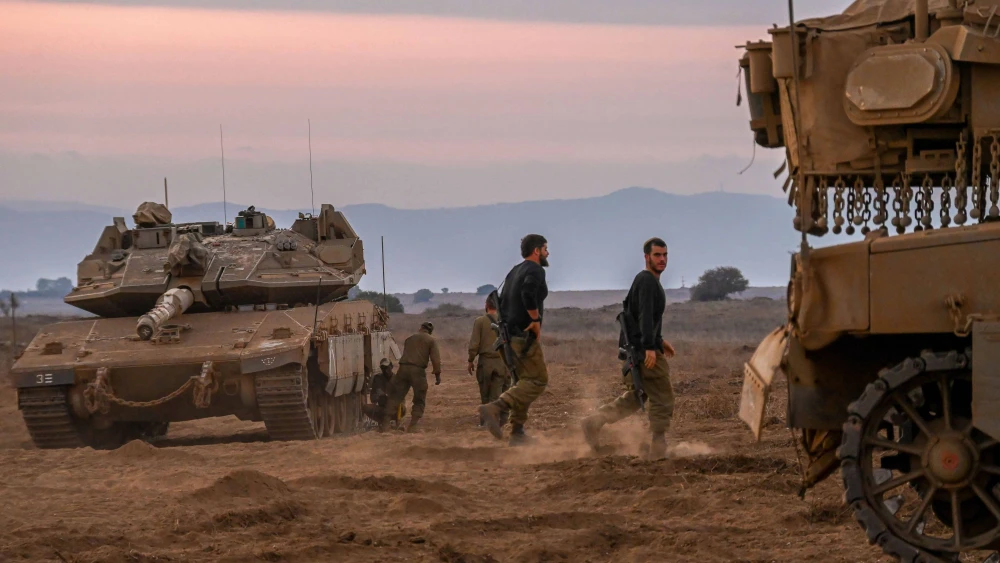 Israel Defense Forces armored division at a staging area near the northern Israeli border with Lebanon, Oct. 14, 2023. Photo by Michael Giladi/Flash90.