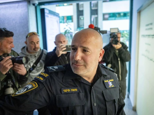 Judea and Samaria District Commander Moshe Pinchi arrives at the Police Internal Investigations Department in Jerusalem, Feb. 4, 2025. Photo by Chaim Goldberg/Flash90.