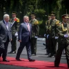 Palestinian Authority leader Mahmoud Abbas and Jordanian King Abdullah II review an honor guard in Ramallah, Aug. 7, 2017. Credit: Flash90.