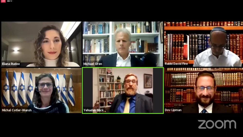 during a JNS panel featuring Israel’s English-speaking parliamentarians, including Knesset member Michal Cotler-Wunsh, and former Knesset members Dov Lipman, Yehuda Glick and former ambassador Michael Oren, and hosted by JNS Jerusalem correspondent Eliana Rudee. Source: Screenshot.