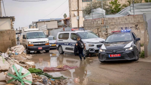 Israel Police at the scene of a deadly shooting in the central city of Lod, Feb. 3, 2025. Photo by Yossi Aloni/Flash90.