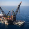View of the Israeli Leviathan gas field gas processing rig, on January 31, 2019. Photo by Marc Israel Sellem.