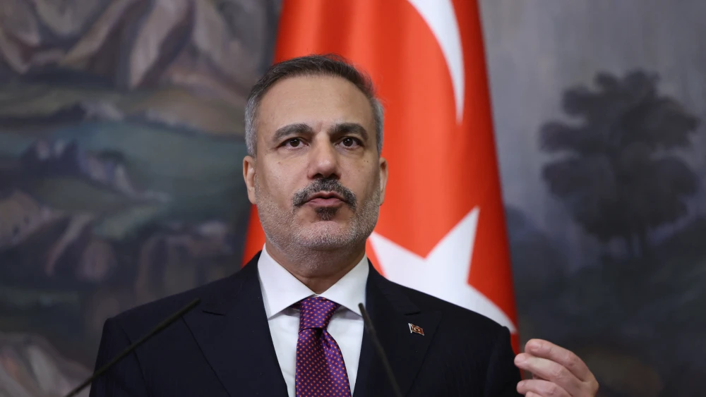 Turkish Foreign Minister Hakan Fidan attends a joint press conference with his Russian counterpart following their meeting in Moscow on June 16, 2026. Photo by Sergei Ilnitsky/Pool/AFP via Getty Images.