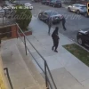 The Flatbush Shomrim Safety Patrol posted a surveillance video on Twitter that shows two people physically assault a Jewish man on his way to a synagogue, July. 16, 2021. Source: Screenshot.
