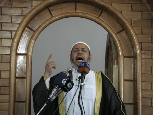 Senior Hamas leader Khalil al-Hayya, gives a speech during Friday prayers in Rafah, the southern Gaza Strip, on June 12, 2015. Photo by Abed Rahim Khatib/Flash90.