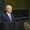 Yukiya Amano, then director general of the International Atomic Energy Agency, the nuclear watchdog of the United Nations, addresses the U.N. General Assembly as it considers a report of the IAEA on Dec. 12, 2016. Credit: U.N. Photo/Rick Bajornas.