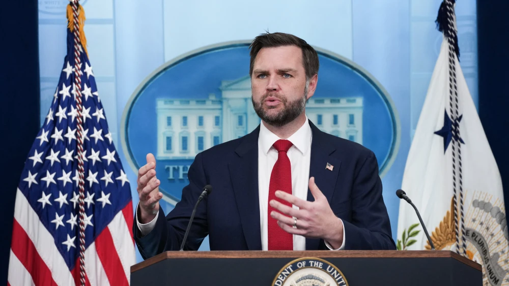 US Vice President JD Vance speaks during a press briefing in the Brady Briefing Room of the White House in Washington, D.C., on June 18, 2026. Photo by Ken Cedeno/AFP via Getty Images.
