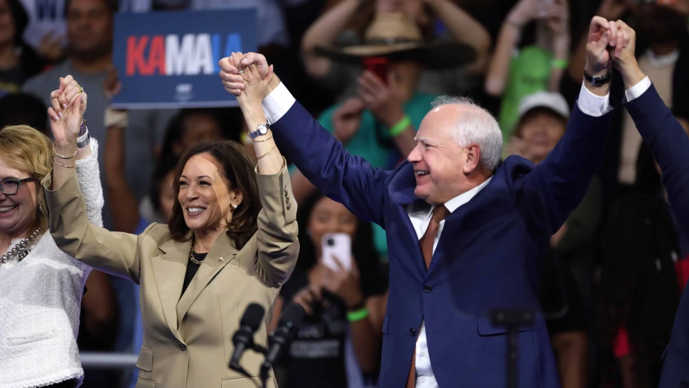 Kamala Harris and Tim Walz at a Campaign Rally in 2024