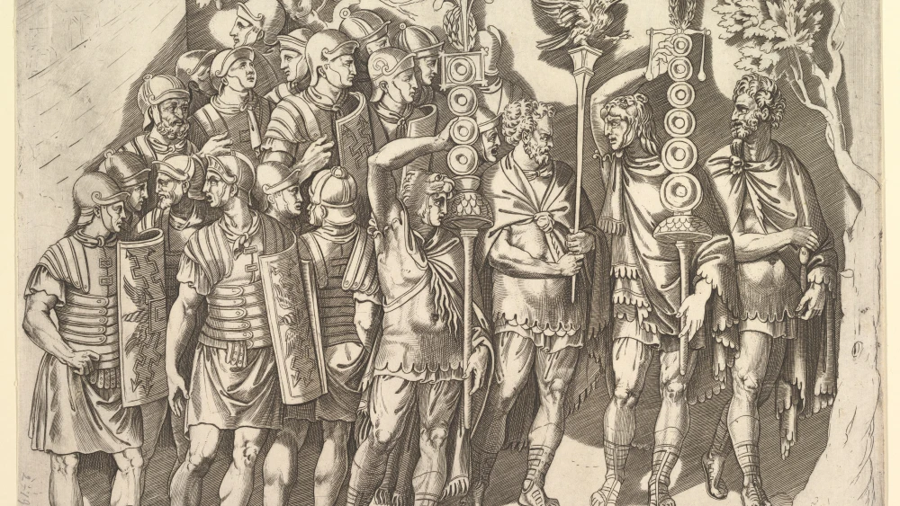 “Speculum Romanae Magnificentiae: A Roman Legion” (from Trajan's Column) by Marco Dente. Published by Antonio Salamanca in the 16th century. Credit: Metropolitan Museum of Art in New York.