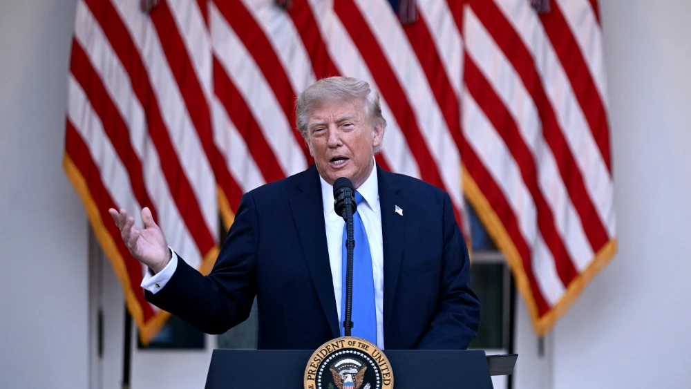 U.S. President Donald Trump speaks during a Rose Garden Dinner at the White House in Washington, DC, on Sept. 2, 2026. Photo by Brendan Smialowski / AFP via Getty Images.