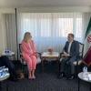 Sigrid Kaag, the U.N. humanitarian and reconstruction coordinator for the Gaza Strip, meets with Iranian Foreign Minister Abbas Araghchi in New York, Sept. 21, 2024. Credit: IRNA.