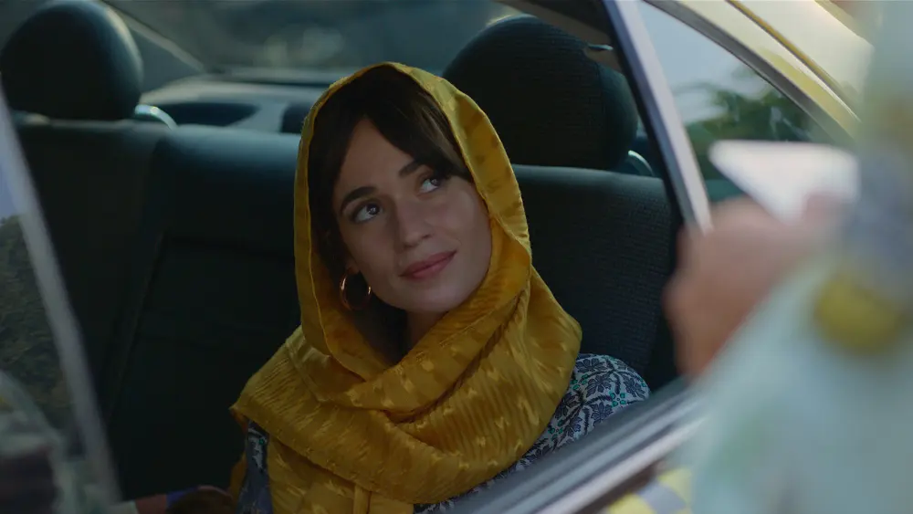 Niv Sultan as Mossad operative Tamar Rabinyan, undercover and waiting to make her move in “Tehran” on Apple TV+. Credit: Courtest of Apple TV+.