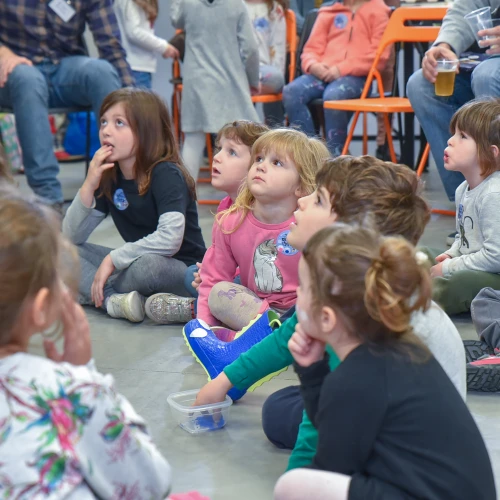 Israeli children at the book launch for “The Little Spacecraft,” a picture book written by StellarNova co-founder and COO Yael Schuster. Credit: Courtesy.