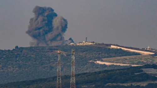 Smoke rises during an exchange of fire between the IDF and Hezbollah on the Lebanese border, Dec. 18, 2023. Photo by Ayal Margolin/Flash90.