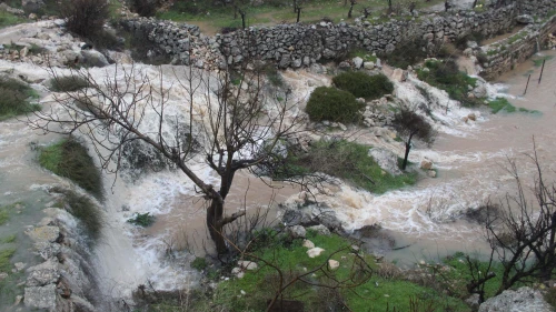 View of the flooded Solomon's Pools, southwest of Bethlehem in Judea, due to heavy rain, March 1, 2012. Photo by Gershon Elinson/Flash90.