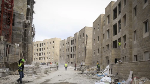 View of the construction site of the new Palestinian city of Rawabi, on Feb. 23, 2014. It is expected to accommodate 40,000 people. Photo by Hadas Parush/Flash 90.
