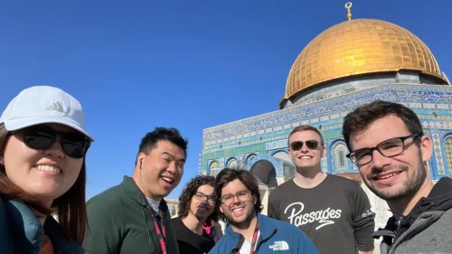 Christian college students from the U.S. touring Israel on a nine-day Passages visit the Temple Mount in Jerusalem this week. Courtesy of Passages.