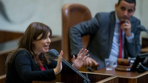 Israeli Deputy Foreign Minister Tzipi Hotovely (left) speaks at the Knesset on March 28, 2016. Credit: Yonatan Sindel/Flash90.