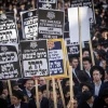 Thousands of ultra-Orthodox Jews protest against the military draft in Jerusalem, April 11, 2024. Photo by Yonatan Sindel/Flash90.